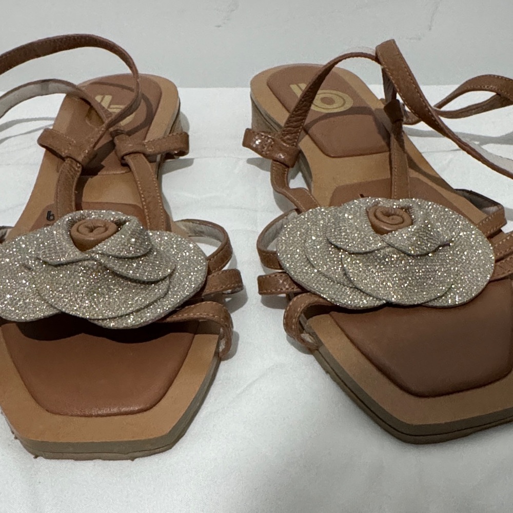 Brown and Gold Women's Sandals - Picture 2 of 5